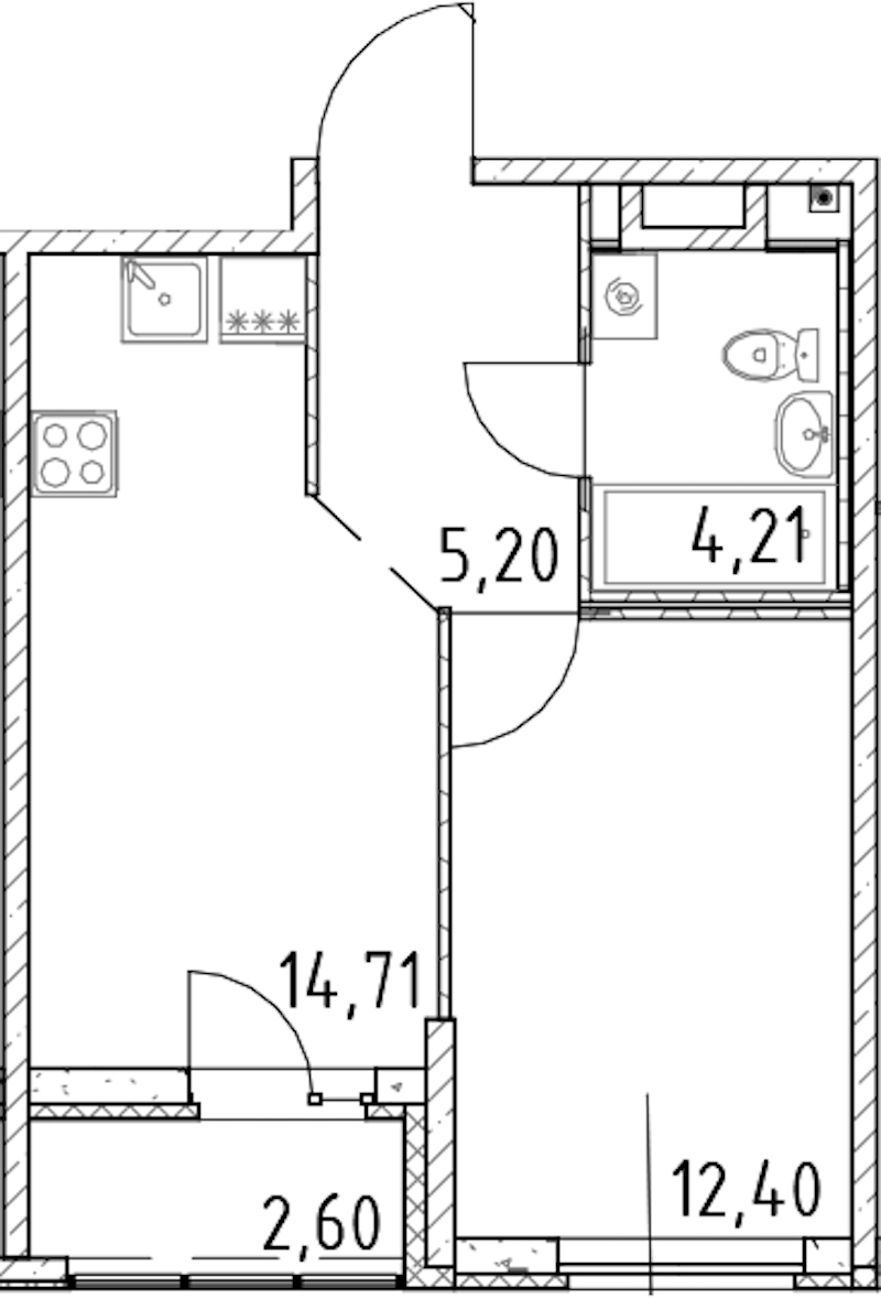 1-комнатная квартира 36.52 м², 4/23 эт., ЖК «Город Первых»